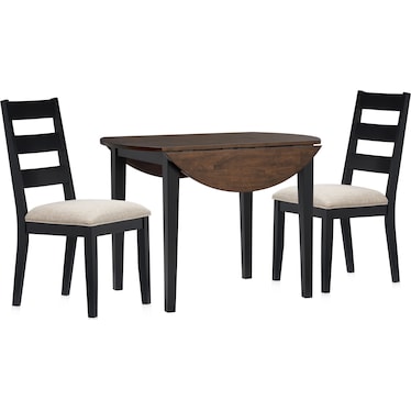 Maxwell Drop-Leaf Dining Table and 2 Upholstered Chairs