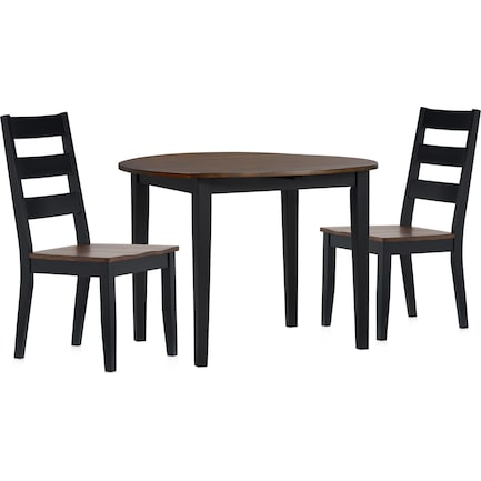 Maxwell Drop-Leaf Dining Table and 2 Chairs - Black