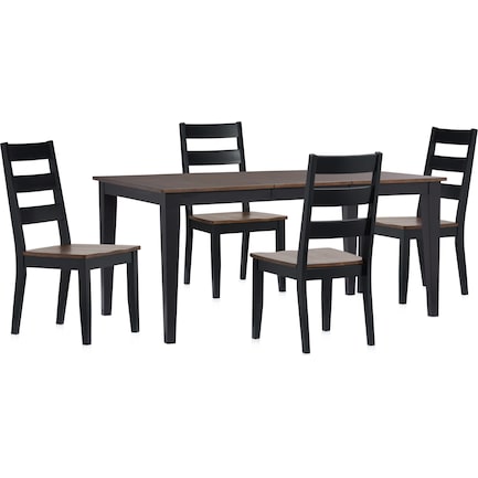 Maxwell Extendable Dining Table and 4 Chairs - Black