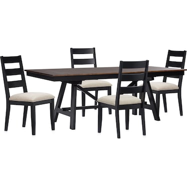 Maxwell Trestle Extendable Dining Table and 4 Upholstered Chairs