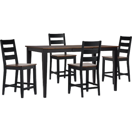 Maxwell Counter-Height Dining Table and 4 Stools - Black