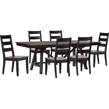 Maxwell Trestle Extendable Dining Table and 6 Chairs