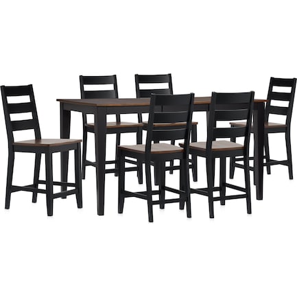 Maxwell Counter-Height Dining Table and 6 Stools - Black