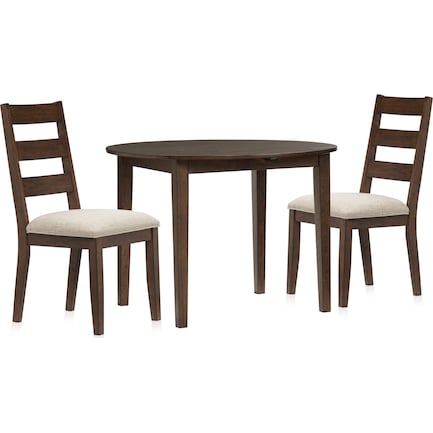 Maxwell Drop-Leaf Dining Table and 2 Upholstered Chairs - Hickory