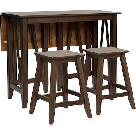 Maxwell Breakfast Bar and 2 Backless Counter Stools - Hickory