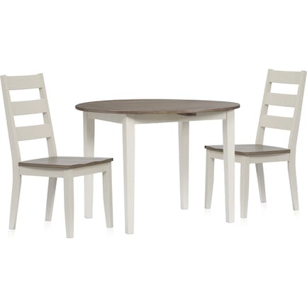 Maxwell Drop-Leaf Dining Table and 2 Chairs - Gray