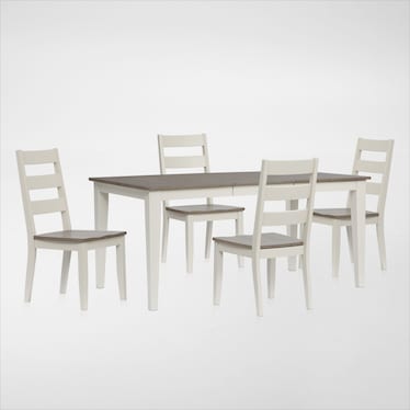 Maxwell Solid Wood Extendable Dining Table and 4 Chairs - Gray