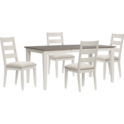 Maxwell Dining Table and 4 Upholstered Chairs - Gray