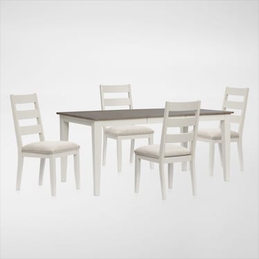 Maxwell Solid Wood Extendable Dining Table and 4 Upholstered Chairs