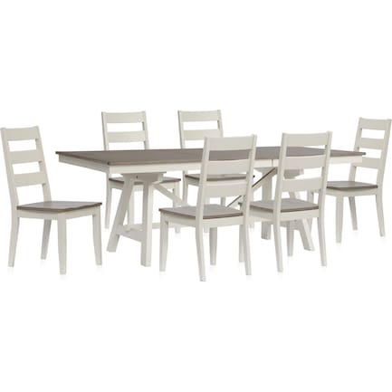 Maxwell Trestle Dining Table and 6 Chairs - Gray
