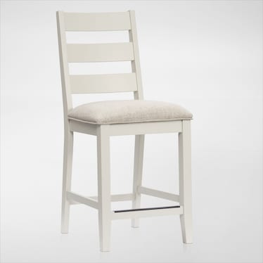 Maxwell Upholstered Counter-Height Stool - Wood Legs