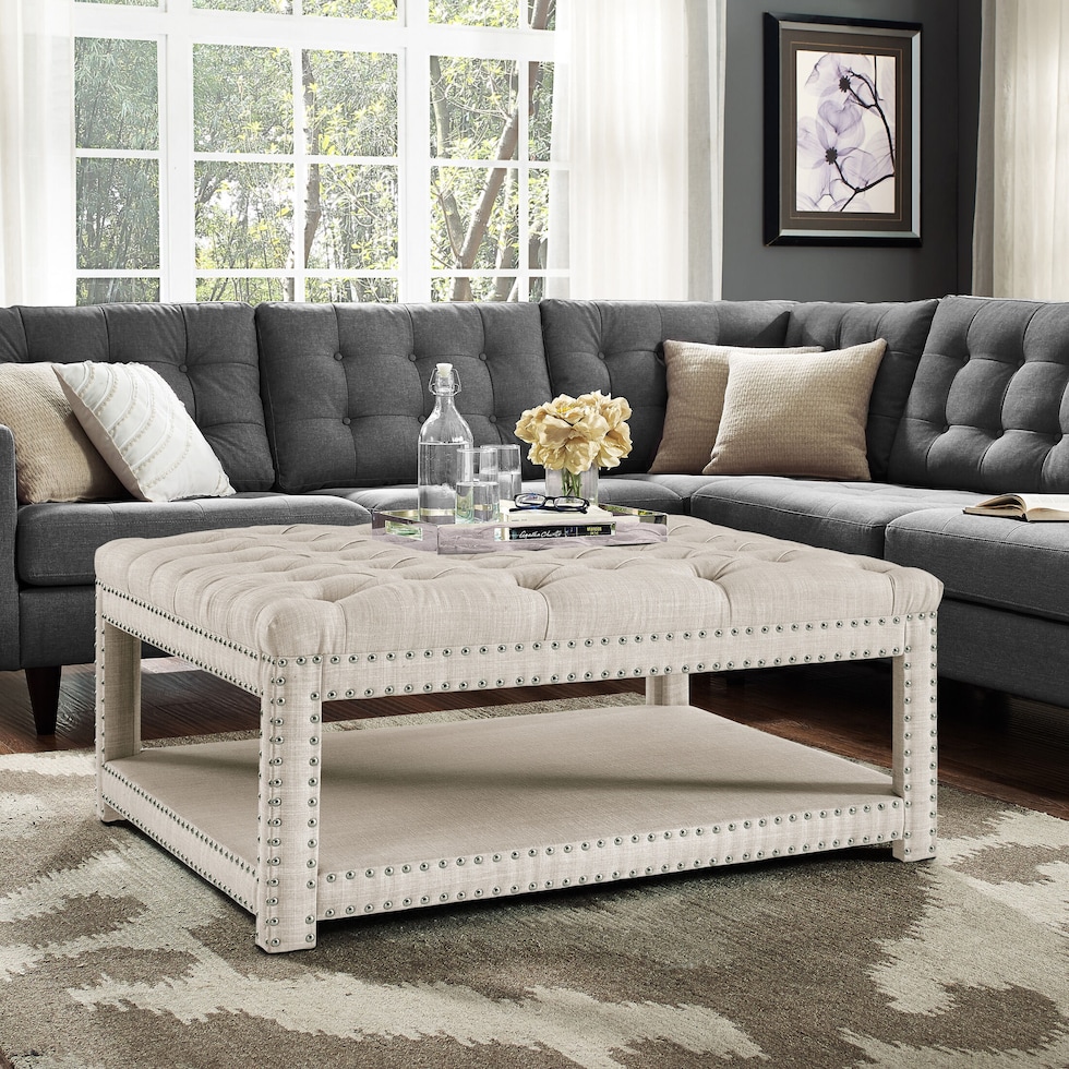 maya white ottoman   