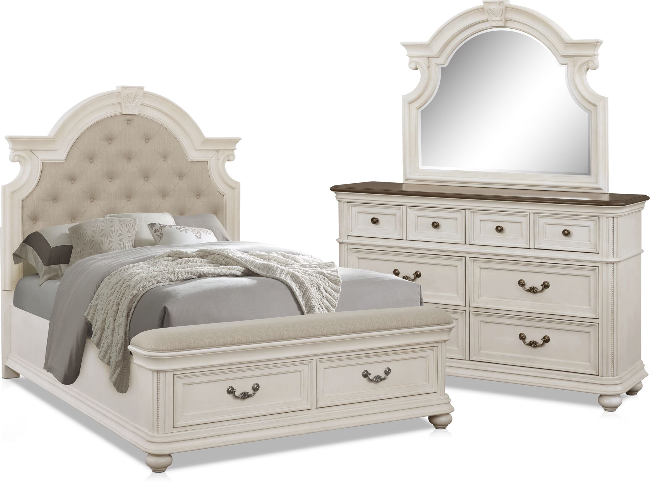 Mayfair 5 Piece Upholstered Storage Bedroom Set with Dresser and 