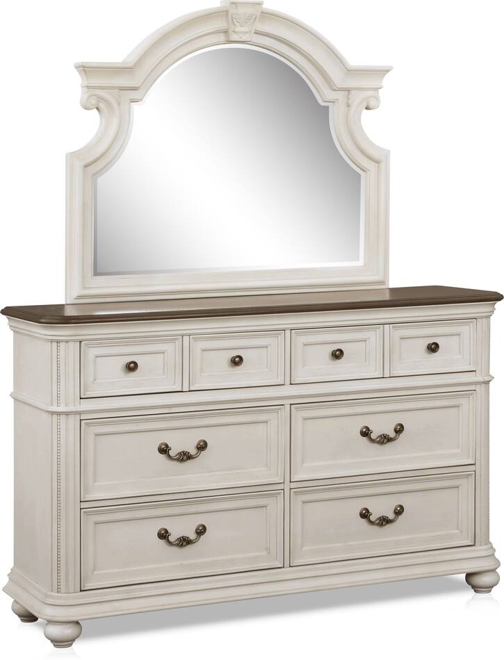 Mayfair 5Piece Queen Upholstered Storage Bedroom Set with Dresser and Mirror Value City Furniture