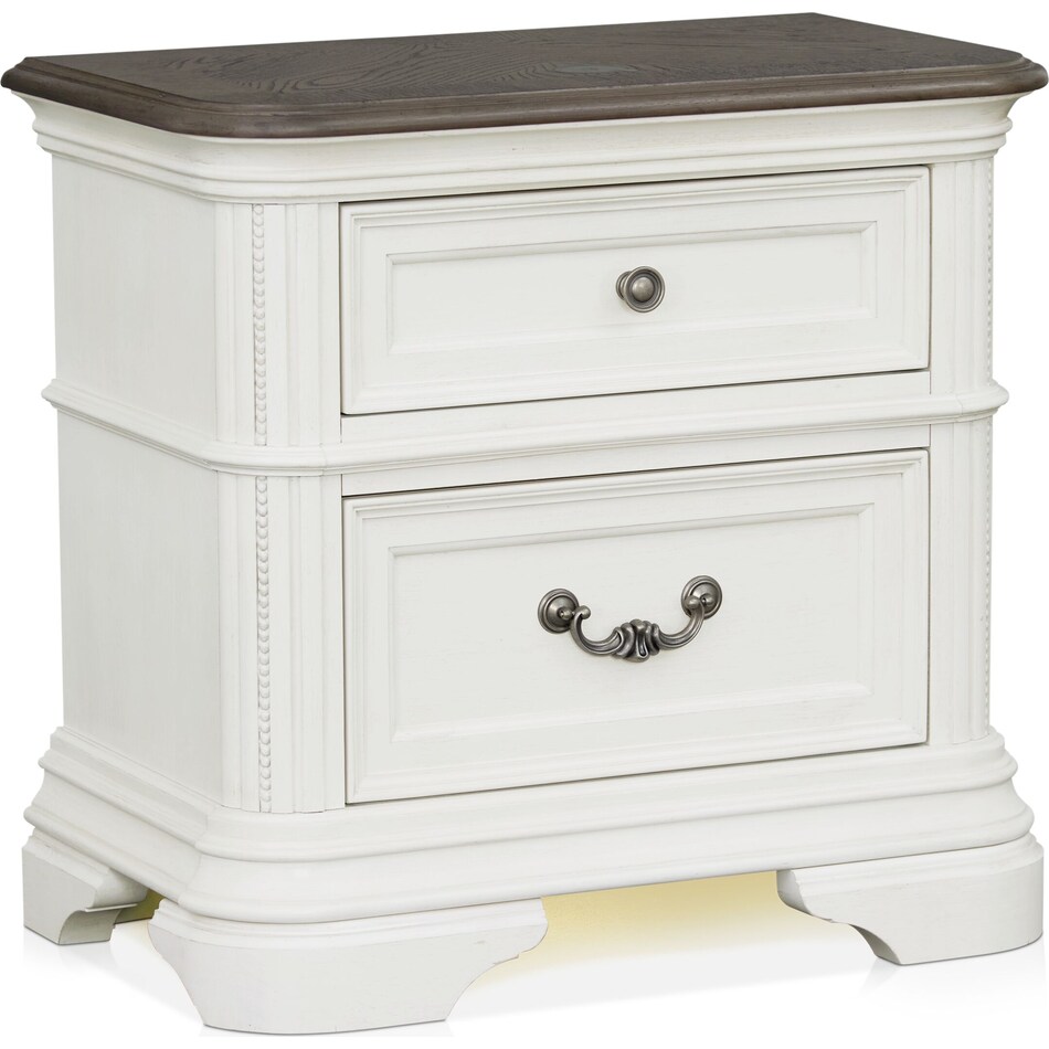 Mayfair 6Piece Upholstered Sleigh Bedroom Set with Nightstand, Dresser and Mirror Value City