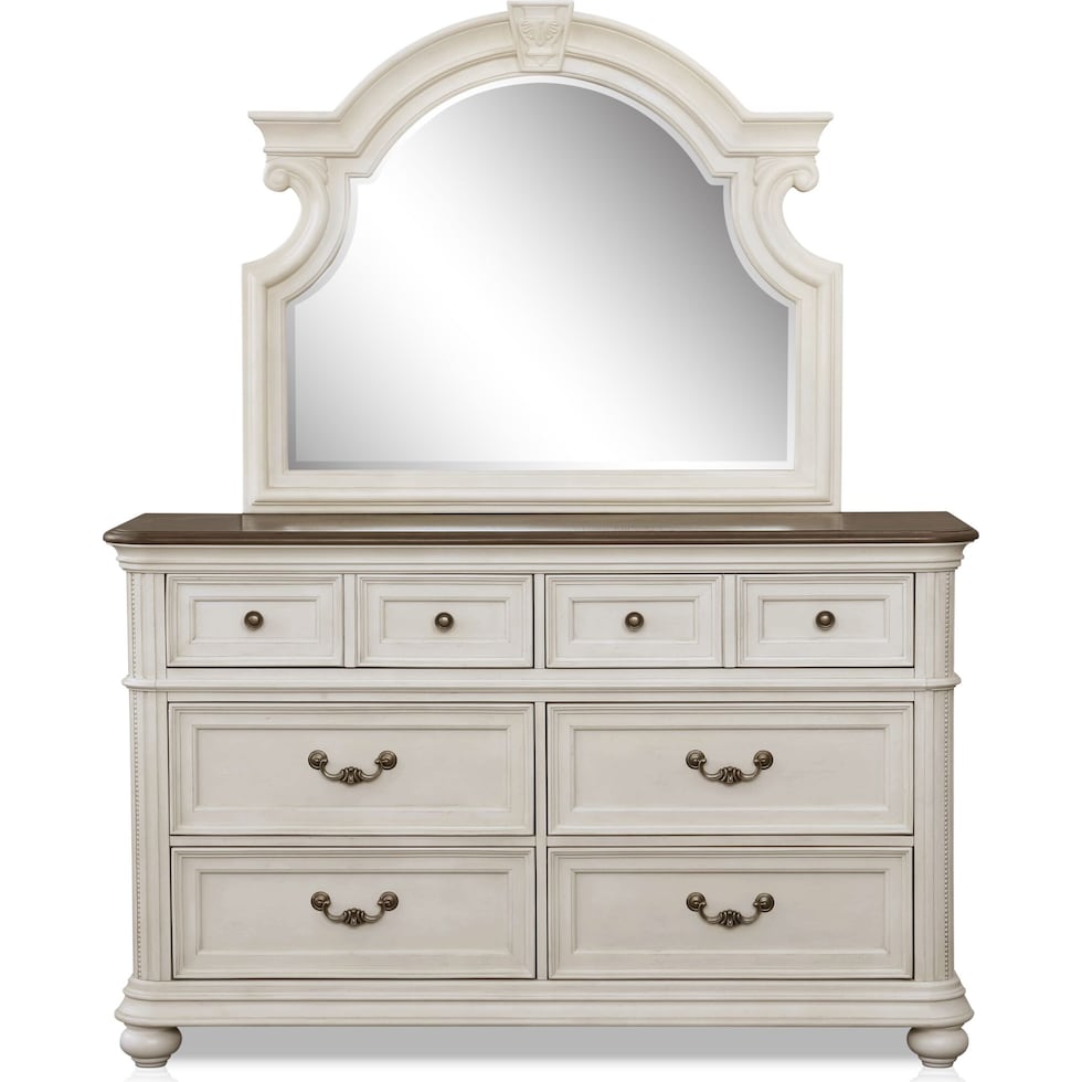 mayfair white dresser and mirror   