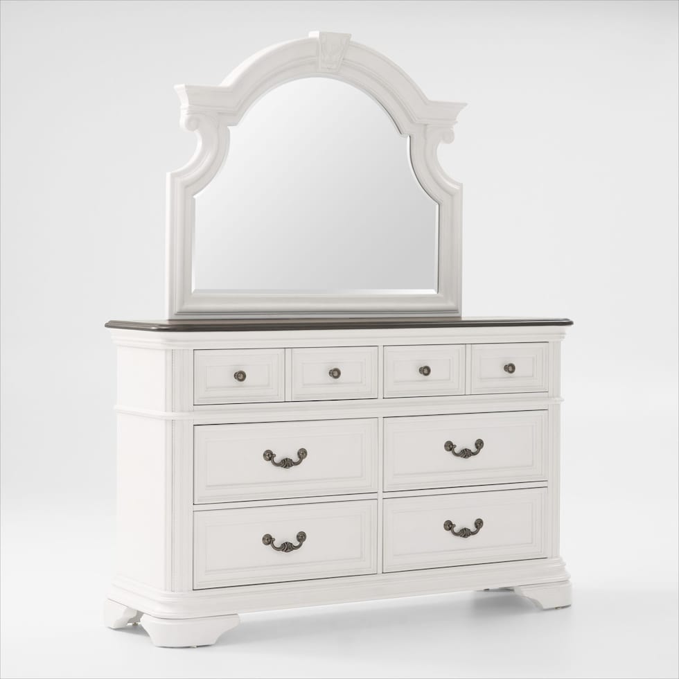 mayfair white dresser and mirror   