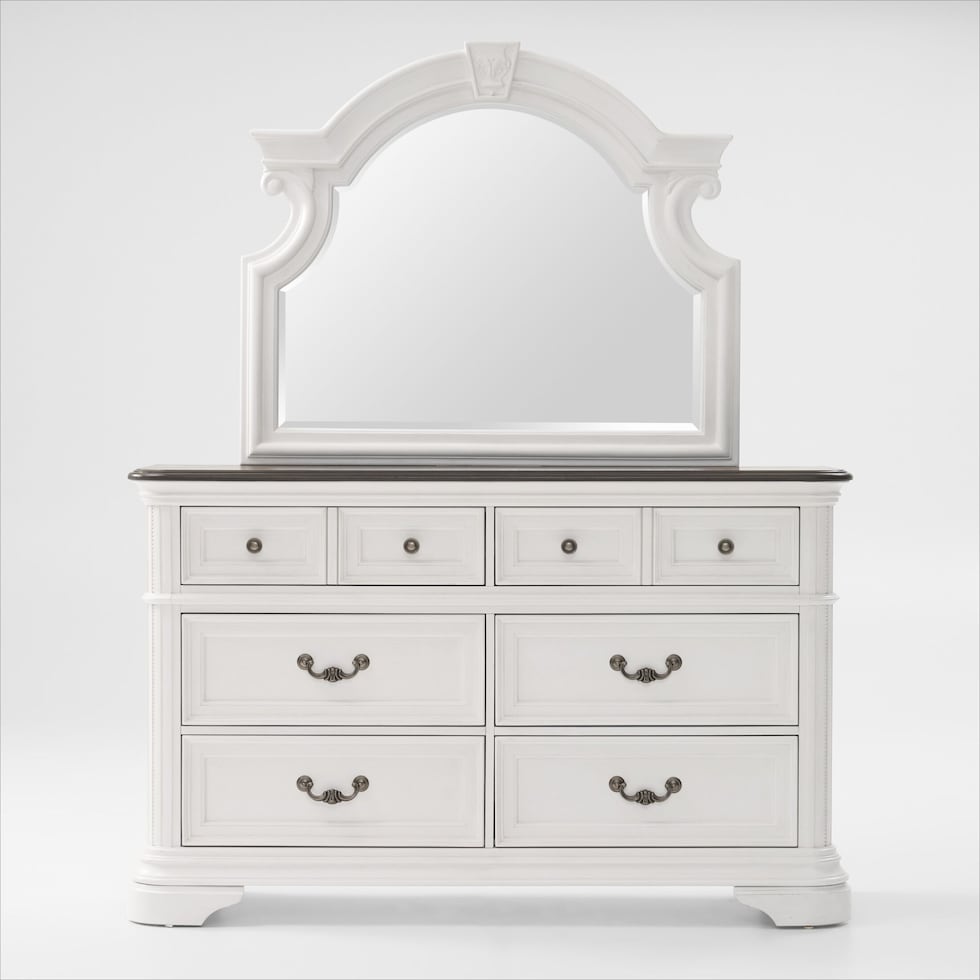 mayfair white dresser and mirror   