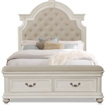 mayfair white king storage bed   