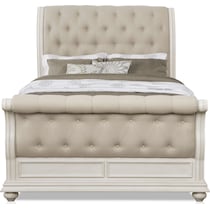 mayfair white queen upholstered bed   
