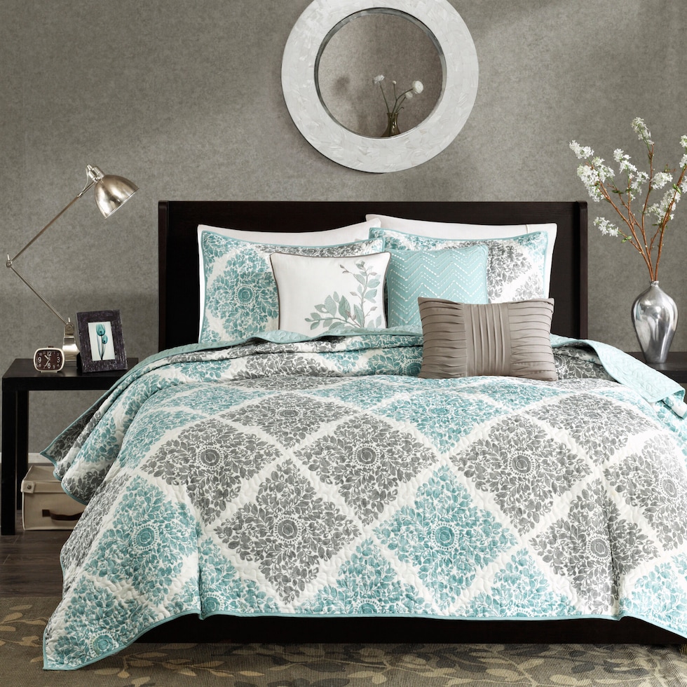 melinda blue full queen bedding set   