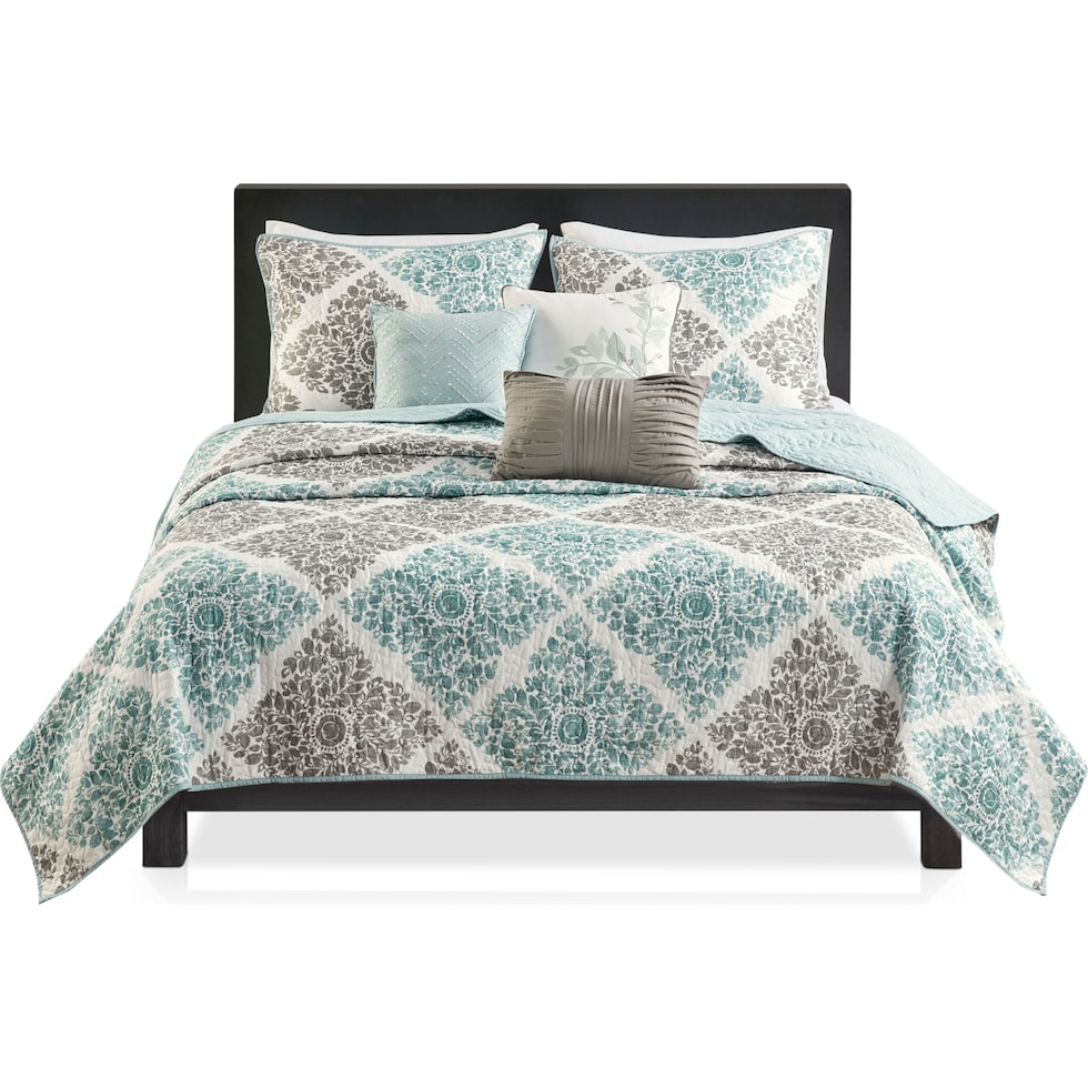 melinda blue full queen bedding set   