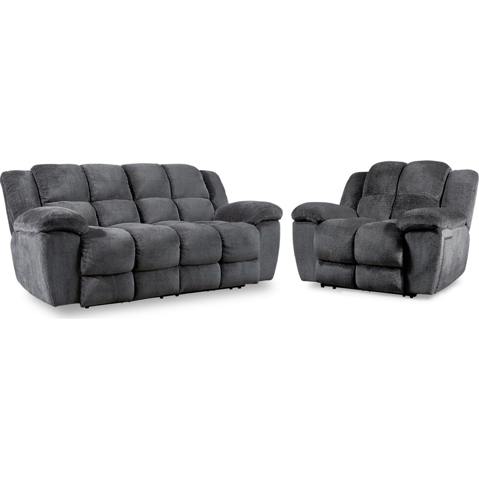 mellow gray  pc manual reclining living room   