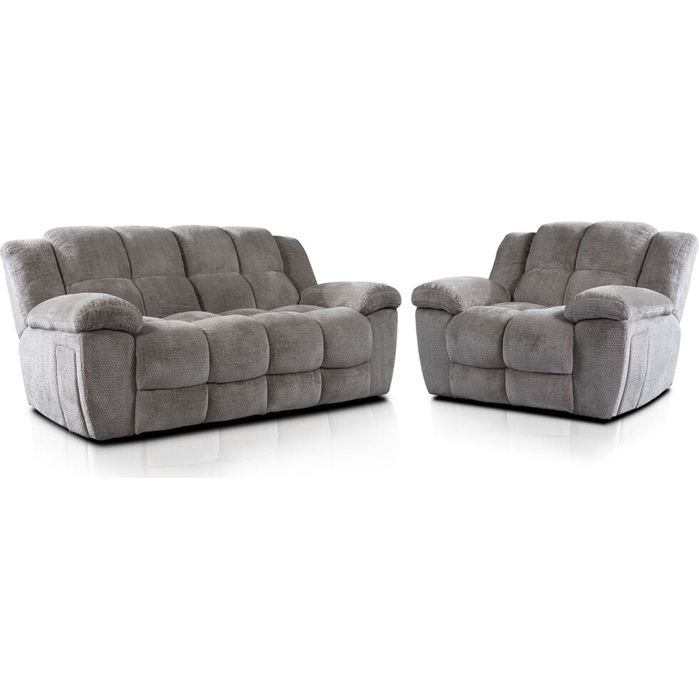 mellow gray  pc manual reclining living room   