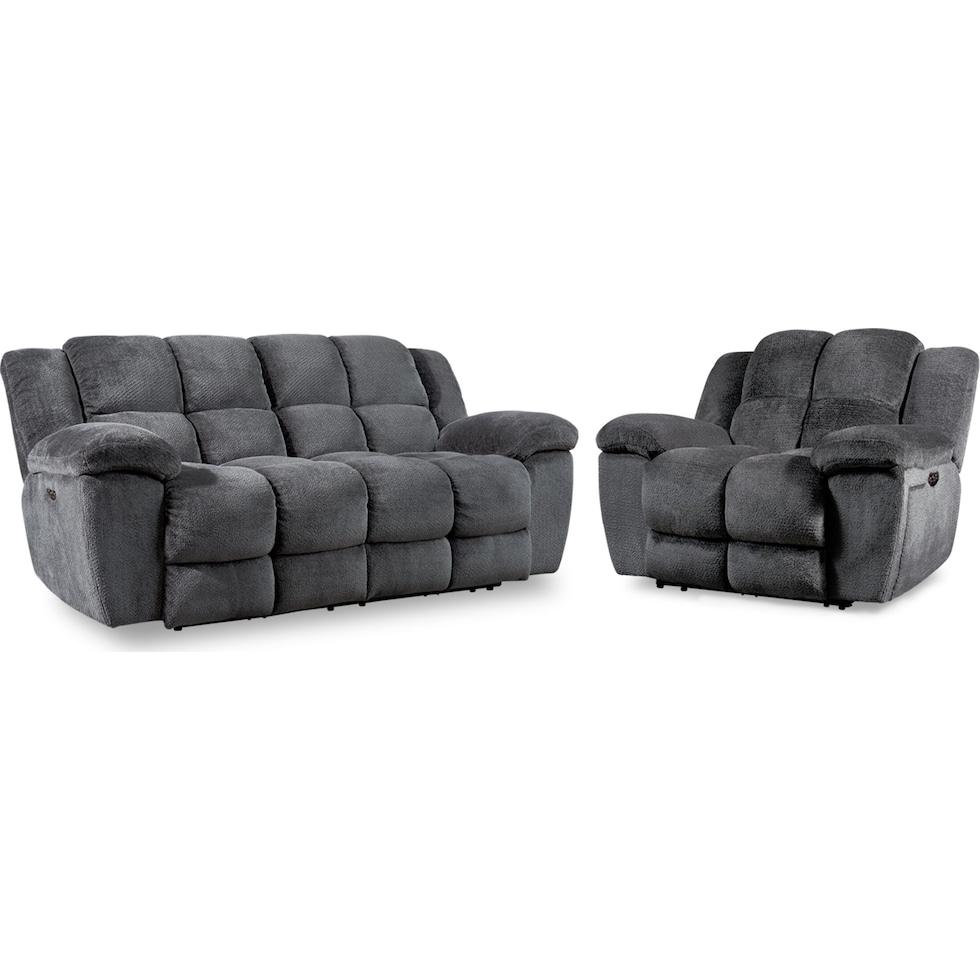 mellow gray  pc power reclining living room   