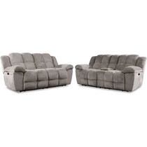mellow gray  pc power reclining living room   