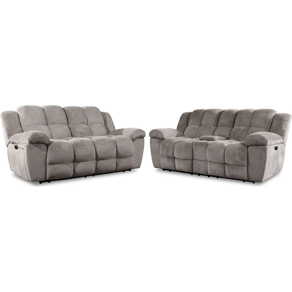 mellow gray  pc power reclining living room   