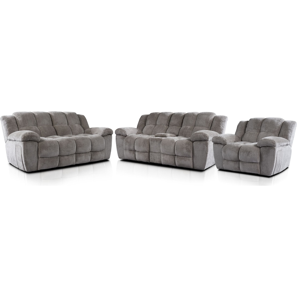 mellow gray  pc manual reclining living room   