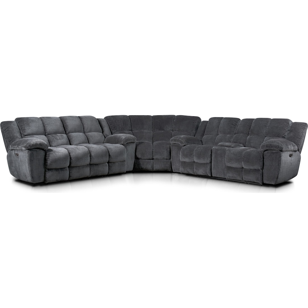 mellow gray  pc power reclining sectional   
