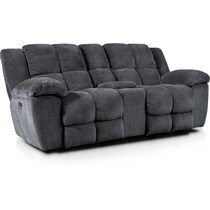 mellow gray power reclining loveseat   