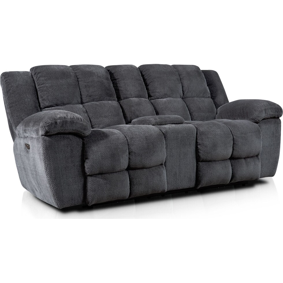 mellow gray power reclining loveseat   