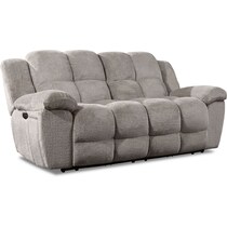 mellow gray power reclining sofa   