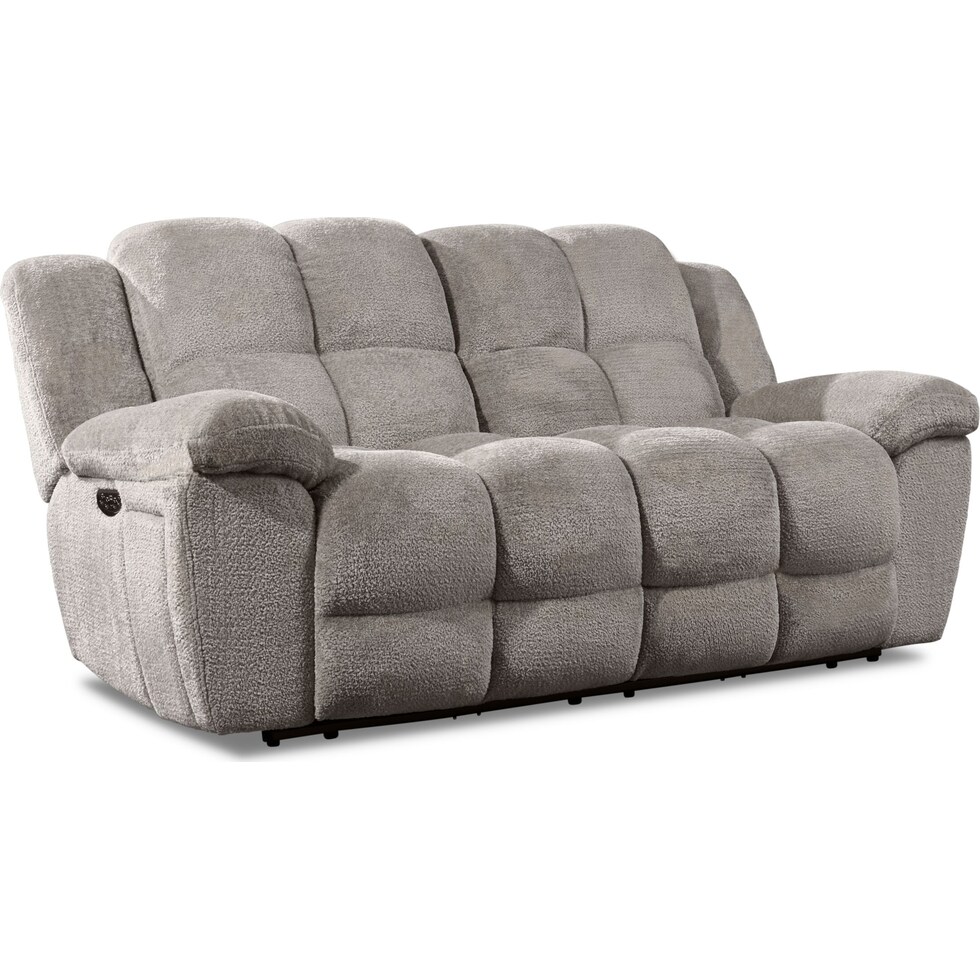 mellow gray power reclining sofa   