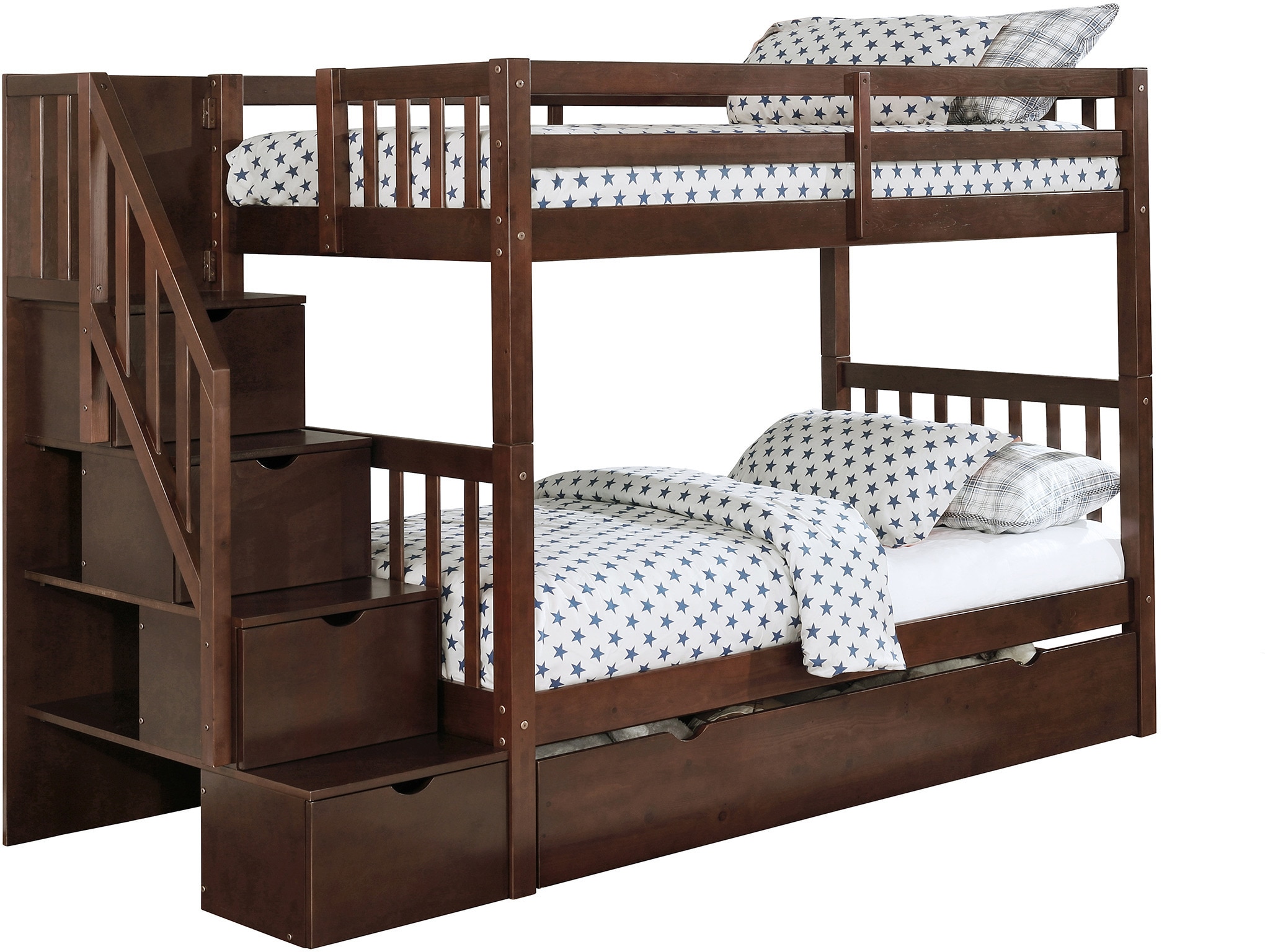 Memphis Twin Over Twin Trundle Bunk Bed Walnut Value City Furniture