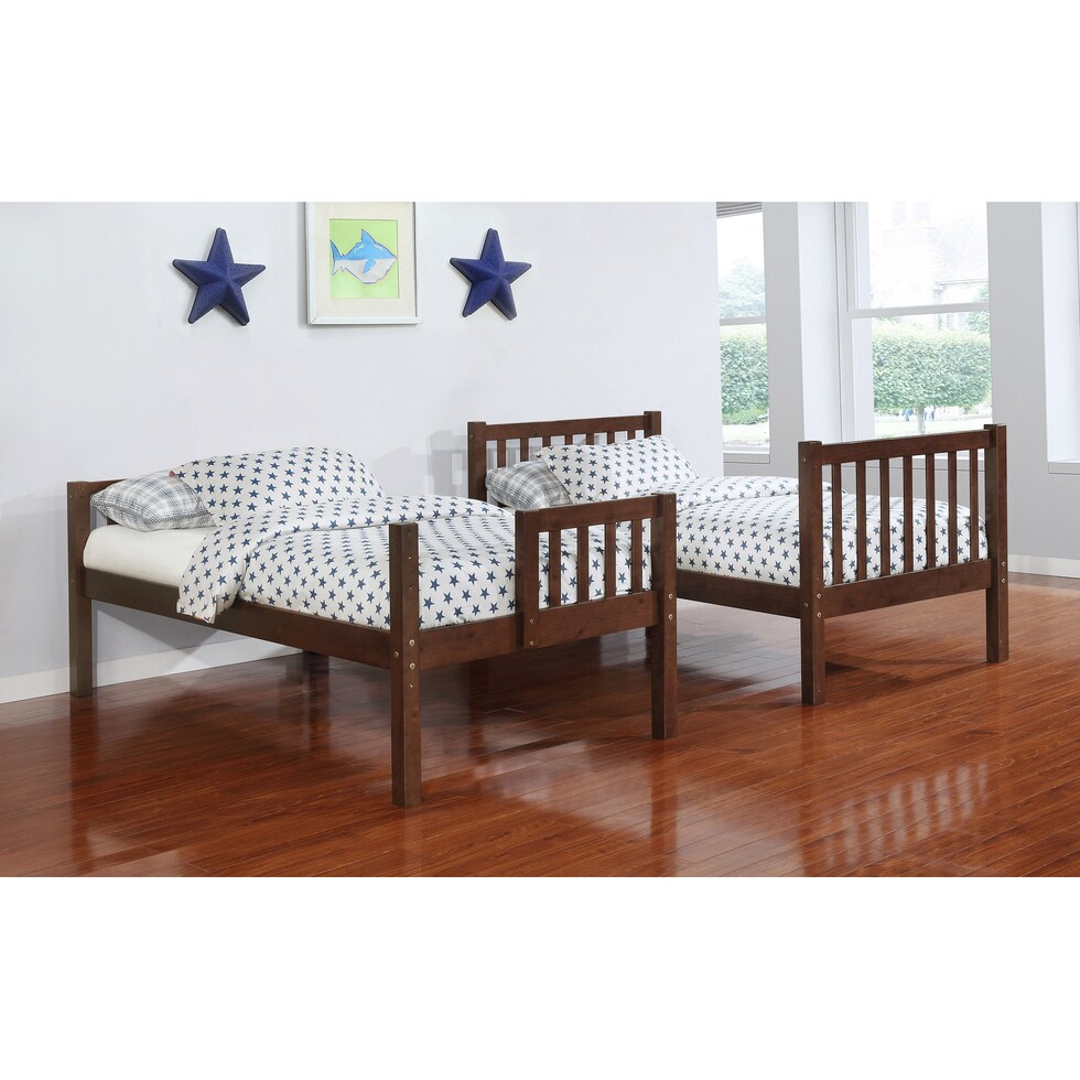 memphis dark brown twin over twin bunk bed with trundle   