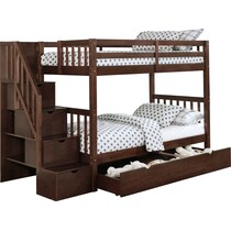 memphis dark brown twin over twin bunk bed with trundle   
