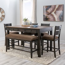 meretta dark brown  pc counter height dining room   