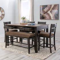 meretta dark brown  pc counter height dining room   