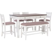 meretta white  pc counter height dining room   