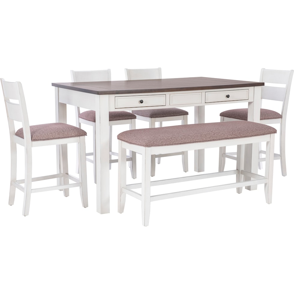 meretta white  pc counter height dining room   