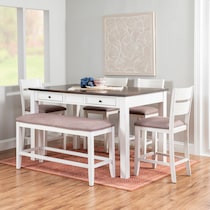 meretta white  pc counter height dining room   