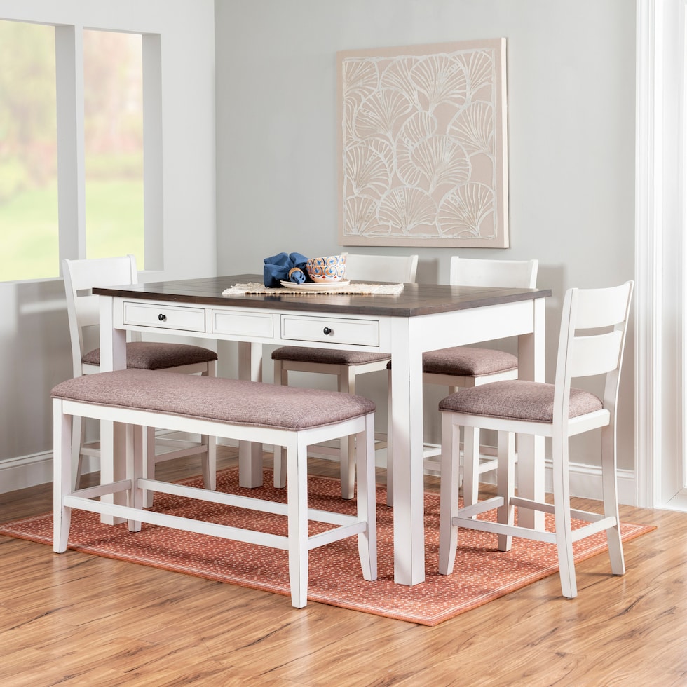 meretta white  pc counter height dining room   