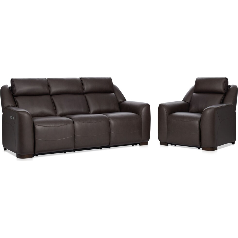 merrell dark brown  pc power reclining living room   