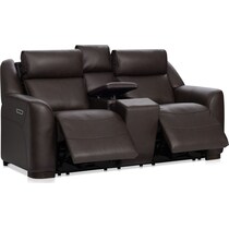 merrell dark brown power reclining loveseat   