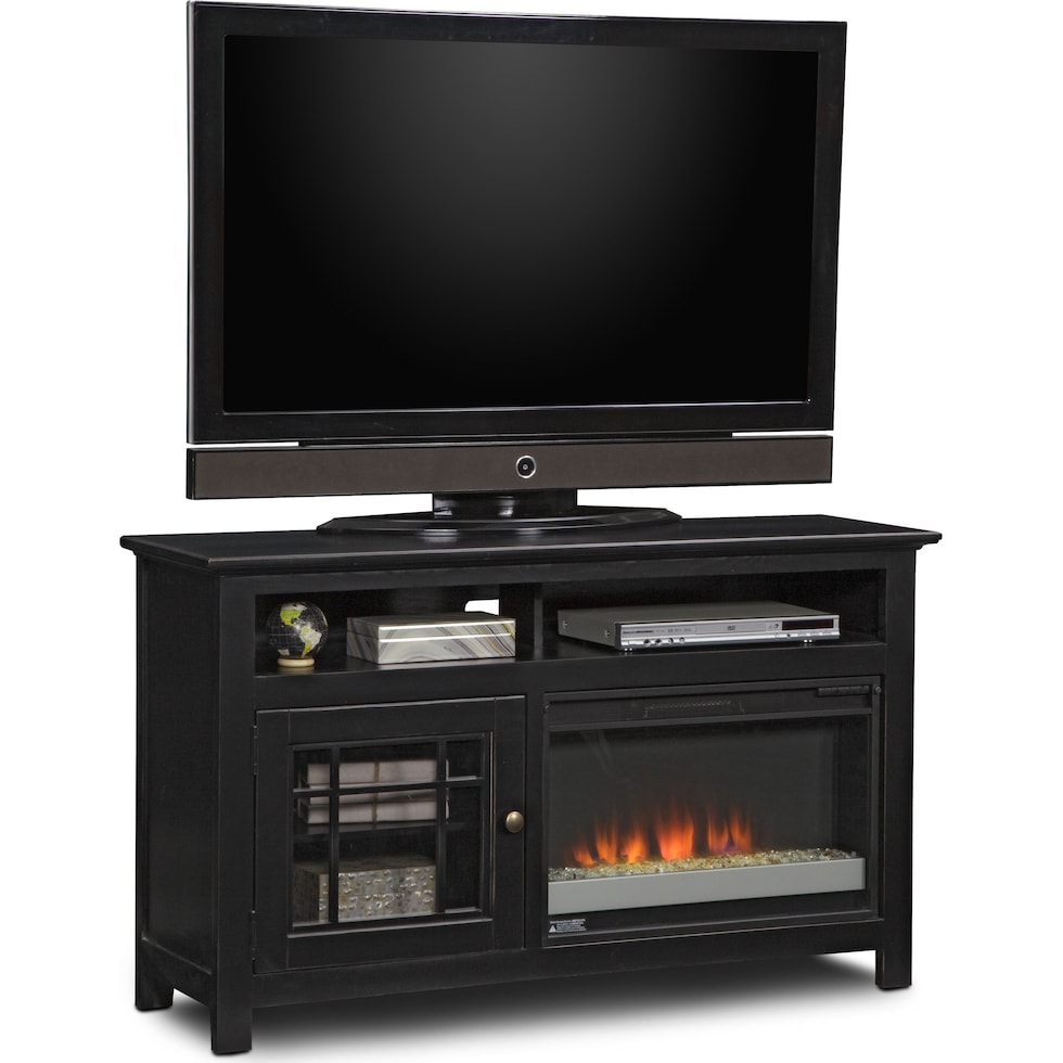 merrick black black fireplace tv stand   