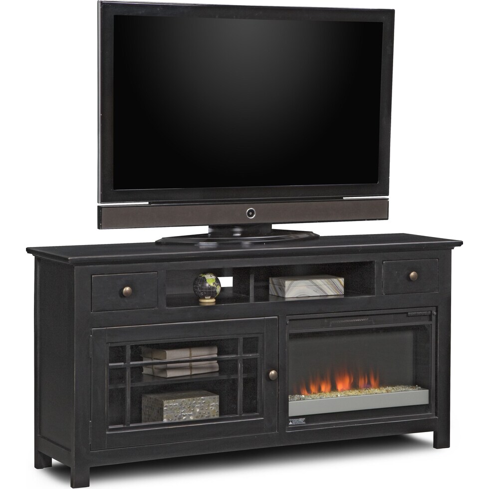 merrick black black fireplace tv stand   